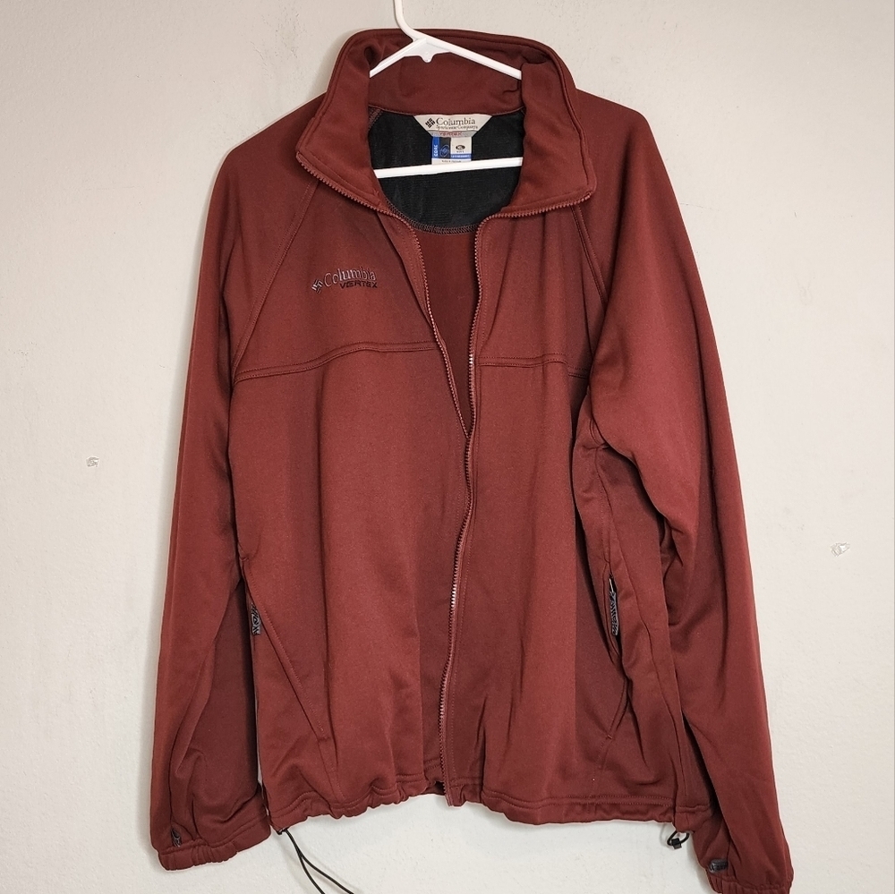 Columbia‎ Maroon Zip Up Jacket Mens Size XL Missing Hood